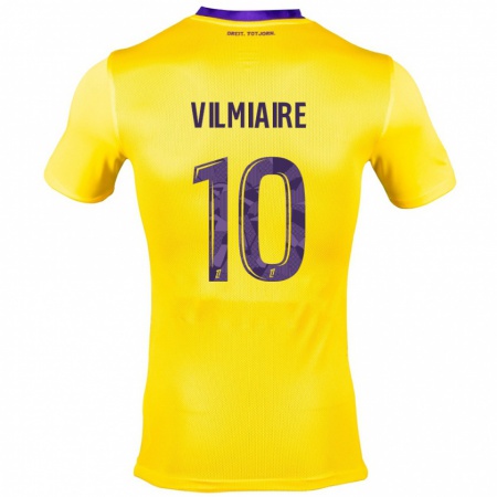 Kandiny Niño Camiseta Kelly Vilmiaire #10 Amarillo Morado 2ª Equipación 2024/25 La Camisa Chile