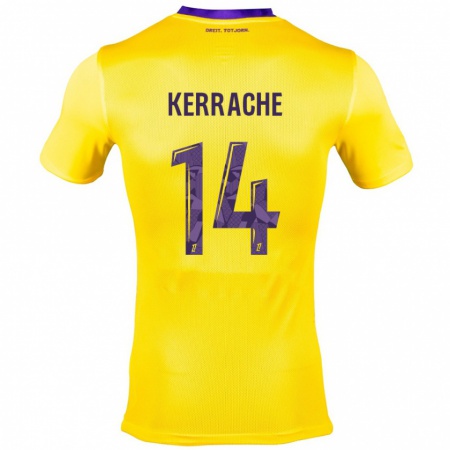 Kandiny Niño Camiseta Marina Kerrache #14 Amarillo Morado 2ª Equipación 2024/25 La Camisa Chile