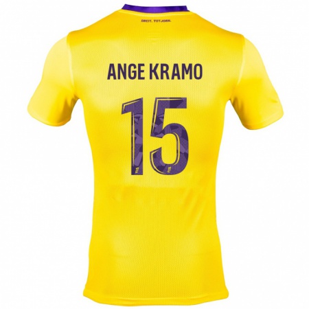 Kandiny Niño Camiseta Marie Ange Kramo #15 Amarillo Morado 2ª Equipación 2024/25 La Camisa Chile