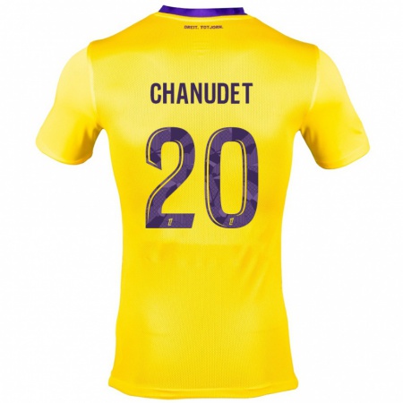 Kandiny Niño Camiseta Coralie Chanudet #20 Amarillo Morado 2ª Equipación 2024/25 La Camisa Chile