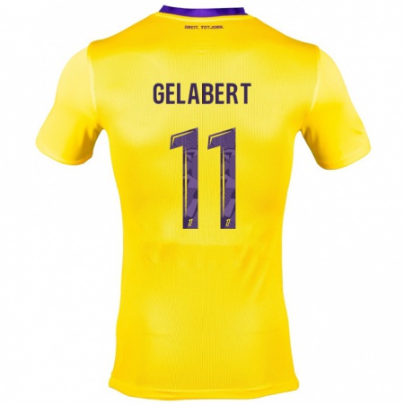 Kandiny Niño Camiseta César Gelabert #11 Amarillo Morado 2ª Equipación 2024/25 La Camisa Chile