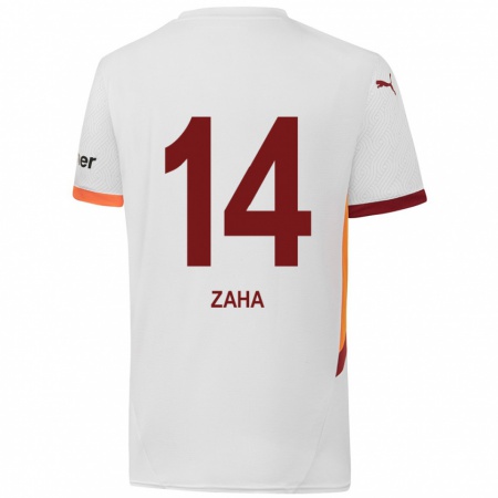 Kandiny Niño Camiseta Wilfried Zaha #14 Blanco Amarillo Rojo 2ª Equipación 2024/25 La Camisa Chile