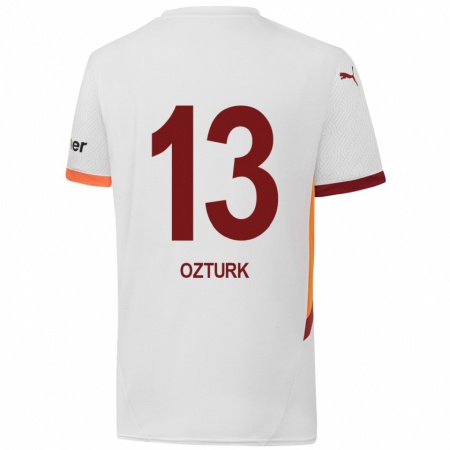 Kandiny Niño Camiseta Fatma Sare Öztürk #13 Blanco Amarillo Rojo 2ª Equipación 2024/25 La Camisa Chile