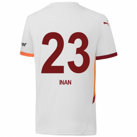 Kandiny Niño Camiseta Müge İnan #23 Blanco Amarillo Rojo 2ª Equipación 2024/25 La Camisa Chile