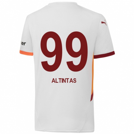 Kandiny Niño Camiseta Benan Altıntaş #99 Blanco Amarillo Rojo 2ª Equipación 2024/25 La Camisa Chile