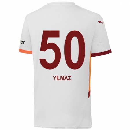 Kandiny Niño Camiseta Jankat Yılmaz #50 Blanco Amarillo Rojo 2ª Equipación 2024/25 La Camisa Chile