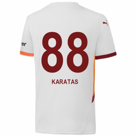 Kandiny Niño Camiseta Kazımcan Karataş #88 Blanco Amarillo Rojo 2ª Equipación 2024/25 La Camisa Chile