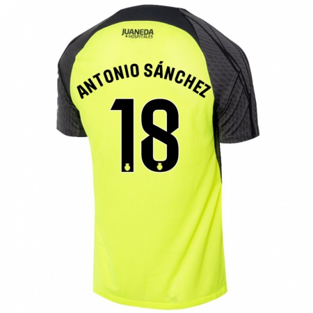 Kandiny Niño Camiseta Antonio Sánchez #18 Verde Fluorescente Negro 2ª Equipación 2024/25 La Camisa Chile