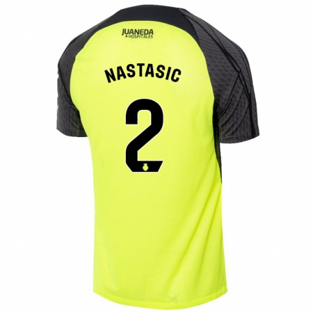 Kandiny Niño Camiseta Matija Nastasic #2 Verde Fluorescente Negro 2ª Equipación 2024/25 La Camisa Chile