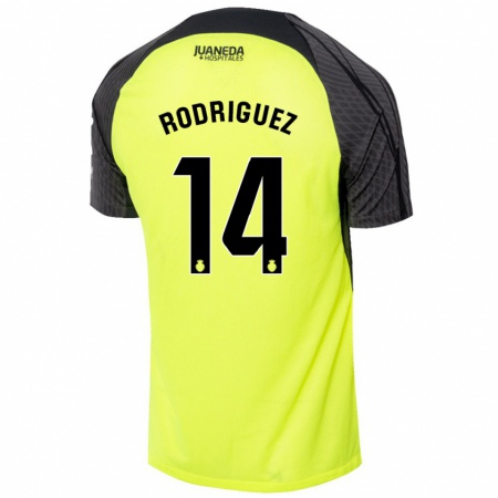 Kandiny Niño Camiseta Diego Rodríguez #14 Verde Fluorescente Negro 2ª Equipación 2024/25 La Camisa Chile