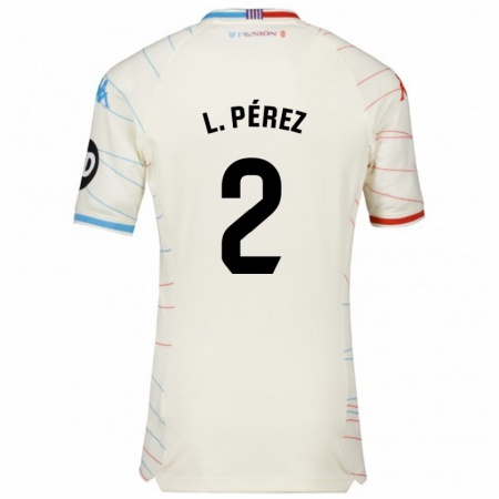 Kandiny Niño Camiseta Luis Pérez #2 Blanco Rojo Azul 2ª Equipación 2024/25 La Camisa Chile