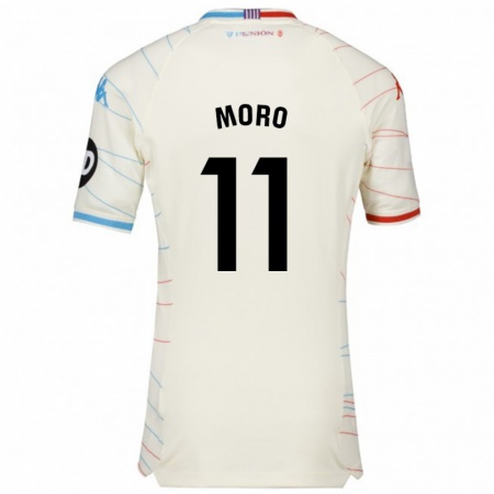 Kandiny Niño Camiseta Raúl Moro #11 Blanco Rojo Azul 2ª Equipación 2024/25 La Camisa Chile