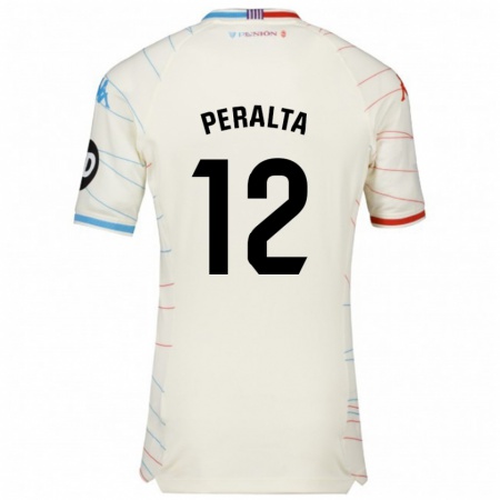 Kandiny Niño Camiseta Fernando Peralta #12 Blanco Rojo Azul 2ª Equipación 2024/25 La Camisa Chile