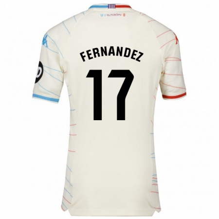 Kandiny Niño Camiseta Dani Fernández #17 Blanco Rojo Azul 2ª Equipación 2024/25 La Camisa Chile