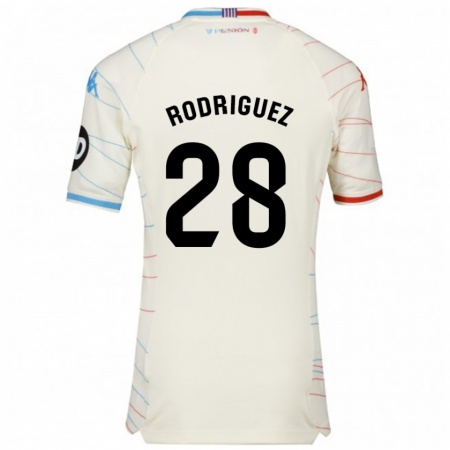 Kandiny Niño Camiseta Yago Rodríguez #28 Blanco Rojo Azul 2ª Equipación 2024/25 La Camisa Chile