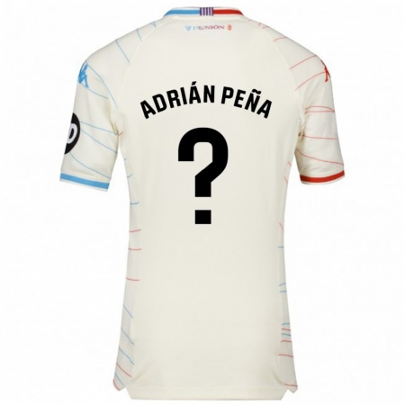 Kandiny Niño Camiseta Adrián Peña #0 Blanco Rojo Azul 2ª Equipación 2024/25 La Camisa Chile