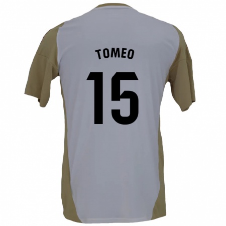 Kandiny Niño Camiseta Pablo Tomeo #15 Marrón Blanco 2ª Equipación 2024/25 La Camisa Chile