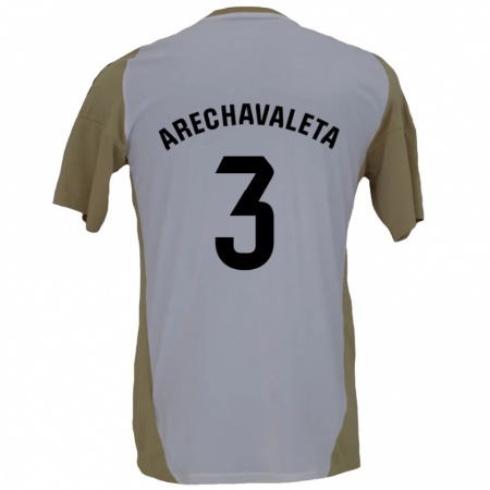 Kandiny Niño Camiseta Jorge Arechavaleta #3 Marrón Blanco 2ª Equipación 2024/25 La Camisa Chile