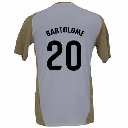 Kandiny Niño Camiseta Diego Bartolomé #20 Marrón Blanco 2ª Equipación 2024/25 La Camisa Chile