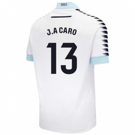 Kandiny Niño Camiseta José Antonio Caro #13 Blanco Azul 2ª Equipación 2024/25 La Camisa Chile