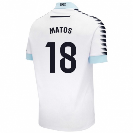 Kandiny Niño Camiseta José Matos #18 Blanco Azul 2ª Equipación 2024/25 La Camisa Chile