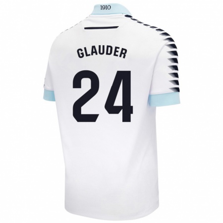 Kandiny Niño Camiseta Cristian Glauder #24 Blanco Azul 2ª Equipación 2024/25 La Camisa Chile