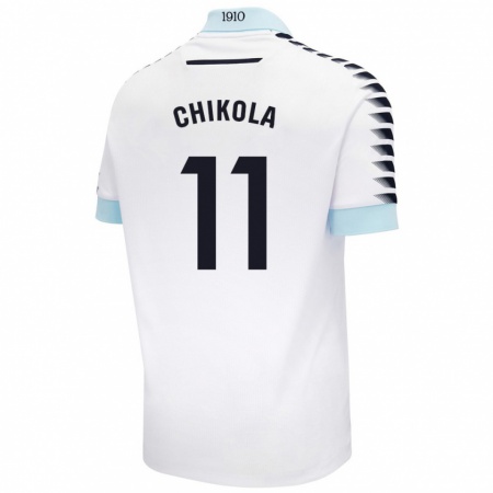 Kandiny Niño Camiseta Peter Chikola #11 Blanco Azul 2ª Equipación 2024/25 La Camisa Chile