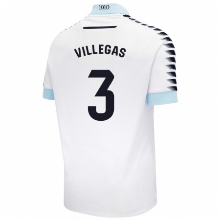 Kandiny Niño Camiseta Virginia Villegas Rico #3 Blanco Azul 2ª Equipación 2024/25 La Camisa Chile