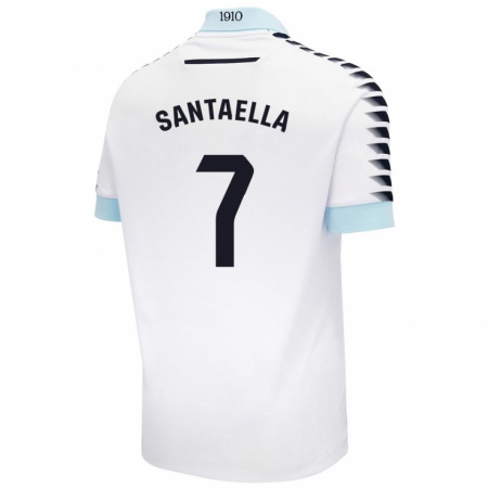 Kandiny Niño Camiseta Natalia Santaella Picón #7 Blanco Azul 2ª Equipación 2024/25 La Camisa Chile