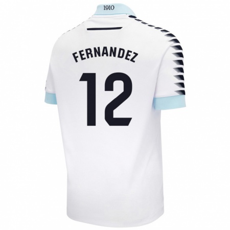 Kandiny Niño Camiseta Sandra Fernández León #12 Blanco Azul 2ª Equipación 2024/25 La Camisa Chile