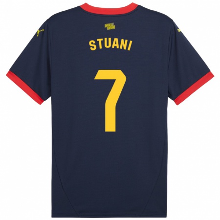 Kandiny Niño Camiseta Cristhian Stuani #7 Azul Marino Rojo 2ª Equipación 2024/25 La Camisa Chile