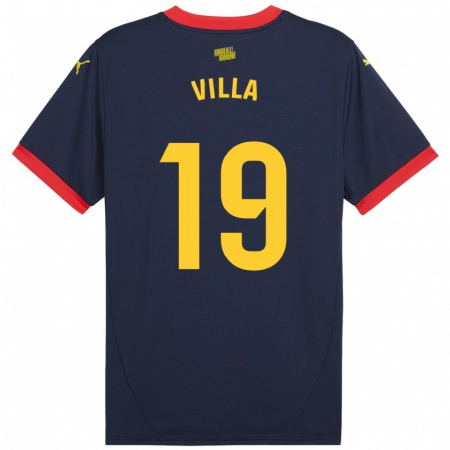 Kandiny Niño Camiseta Toni Villa #19 Azul Marino Rojo 2ª Equipación 2024/25 La Camisa Chile