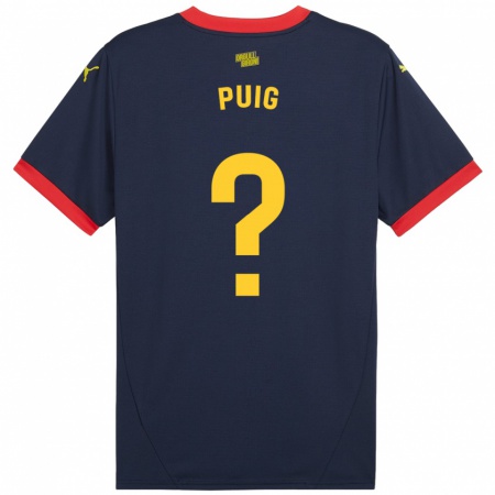 Kandiny Niño Camiseta Sergi Puig #0 Azul Marino Rojo 2ª Equipación 2024/25 La Camisa Chile