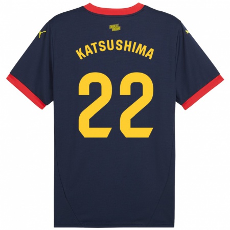 Kandiny Niño Camiseta Shinnosuke Katsushima #22 Azul Marino Rojo 2ª Equipación 2024/25 La Camisa Chile