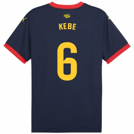 Kandiny Niño Camiseta Ibrahima Kébé #6 Azul Marino Rojo 2ª Equipación 2024/25 La Camisa Chile