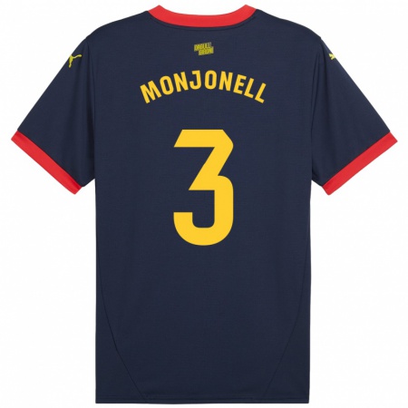 Kandiny Niño Camiseta Eric Monjonell #3 Azul Marino Rojo 2ª Equipación 2024/25 La Camisa Chile