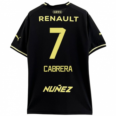 Kandiny Niño Camiseta Javier Cabrera #7 Negro Amarillo 2ª Equipación 2024/25 La Camisa Chile