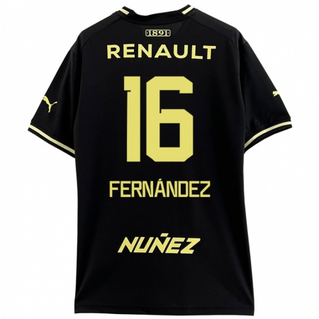 Kandiny Niño Camiseta Adrián Fernández #16 Negro Amarillo 2ª Equipación 2024/25 La Camisa Chile