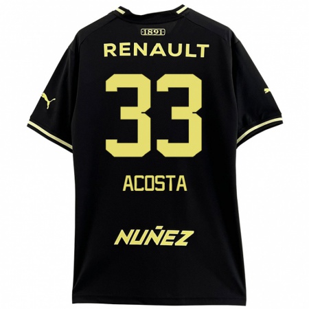 Kandiny Niño Camiseta Nahuel Acosta #33 Negro Amarillo 2ª Equipación 2024/25 La Camisa Chile