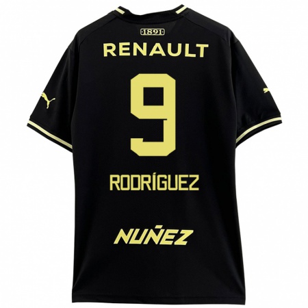 Kandiny Niño Camiseta Agustín Rodríguez #9 Negro Amarillo 2ª Equipación 2024/25 La Camisa Chile