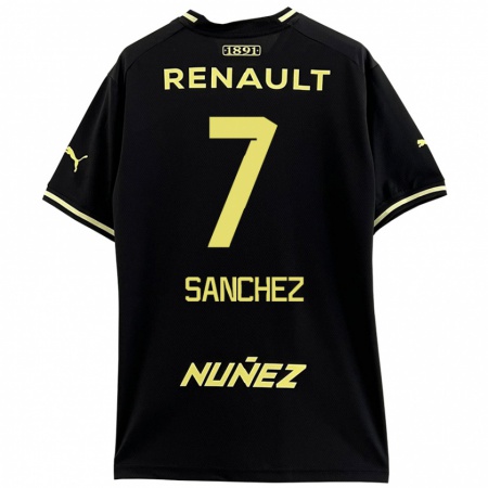 Kandiny Niño Camiseta Carlos Sánchez #7 Negro Amarillo 2ª Equipación 2024/25 La Camisa Chile