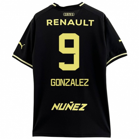 Kandiny Niño Camiseta Franco González #9 Negro Amarillo 2ª Equipación 2024/25 La Camisa Chile