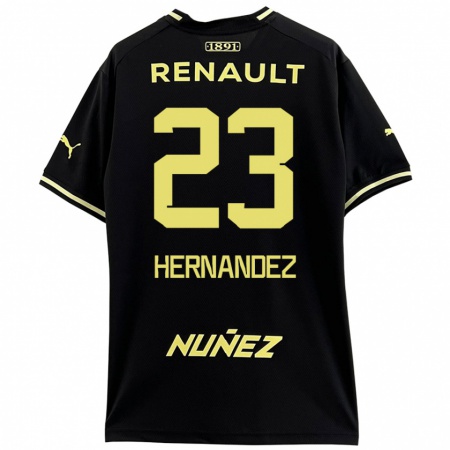 Kandiny Niño Camiseta Abel Hernández #23 Negro Amarillo 2ª Equipación 2024/25 La Camisa Chile