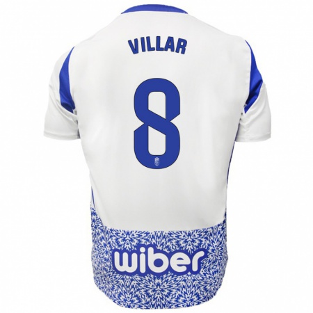 Kandiny Niño Camiseta Gonzalo Villar #8 Blanco Azul 2ª Equipación 2024/25 La Camisa Chile