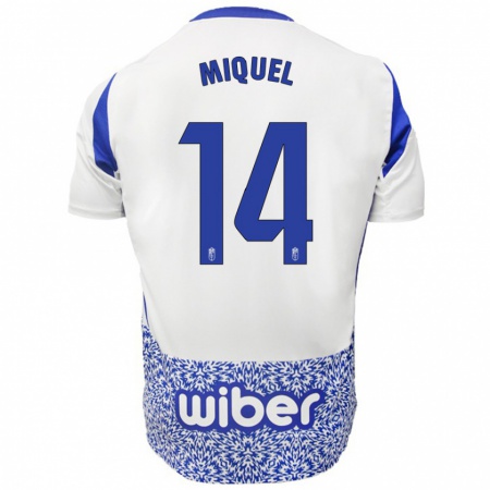 Kandiny Niño Camiseta Ignasi Miquel #14 Blanco Azul 2ª Equipación 2024/25 La Camisa Chile