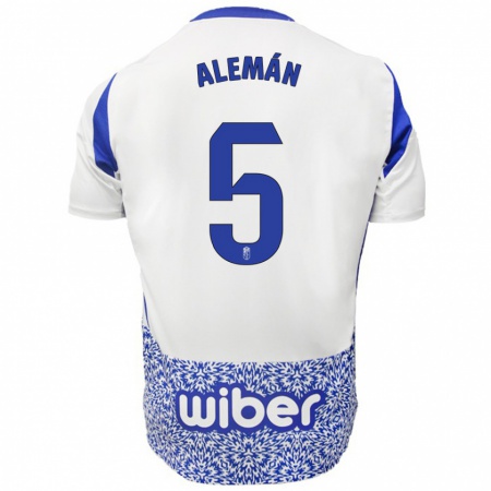 Kandiny Niño Camiseta Carlos Alemán #5 Blanco Azul 2ª Equipación 2024/25 La Camisa Chile