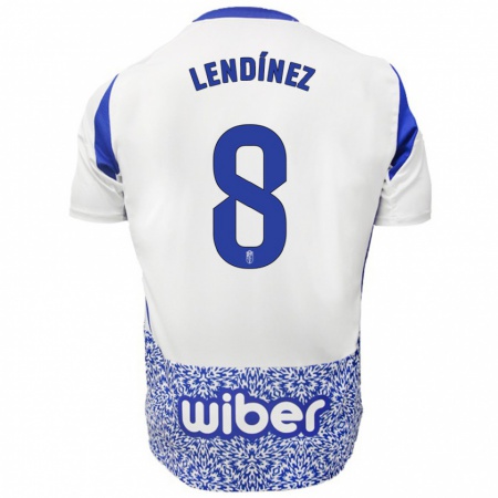 Kandiny Niño Camiseta Juanma Lendínez #8 Blanco Azul 2ª Equipación 2024/25 La Camisa Chile