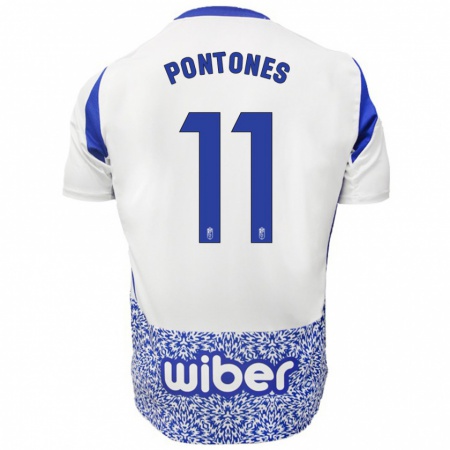 Kandiny Niño Camiseta Juan Carlos Pontones #11 Blanco Azul 2ª Equipación 2024/25 La Camisa Chile