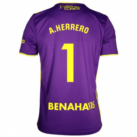 Kandiny Niño Camiseta Alfonso Herrero #1 Púrpura Amarillo 2ª Equipación 2024/25 La Camisa Chile