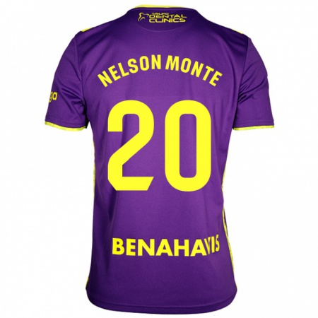 Kandiny Niño Camiseta Nélson Monte #20 Púrpura Amarillo 2ª Equipación 2024/25 La Camisa Chile